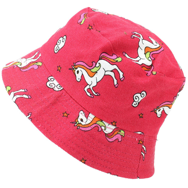 Canvas Bucket Hat - Pink Unicorn