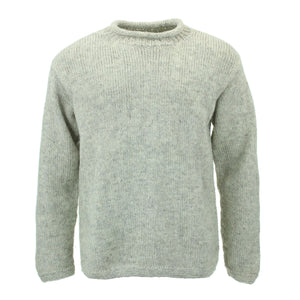 Pull en laine tricoté main - uni gris clair