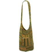 Striped Chenille Sling Shoulder Bag  - Green Gold