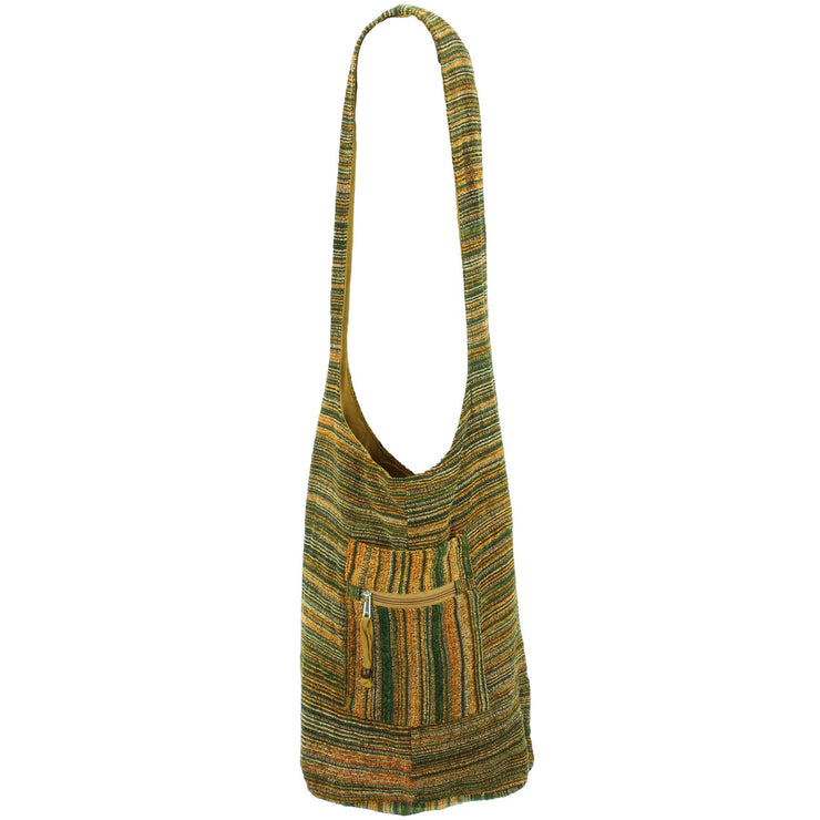 Striped Chenille Sling Shoulder Bag  - Green Gold