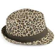 Straw Paper Trilby Hat - Leopard Print
