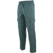 Cotton Combat Trousers Pant - Grey Black Stripe