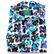 Tailored Fit Long Sleeve Shirt - Abstract Floral Windows Blue