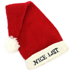 Håndstrikket julehue i uld - flot liste