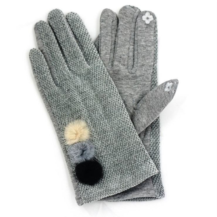 Ladies Velvet Gloves - Grey