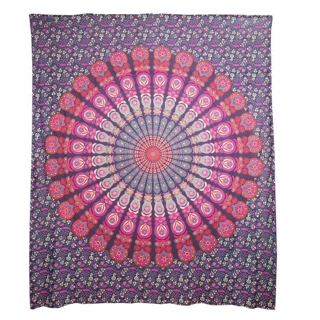 Block Printed Mandala Wall Hanging - Magenta