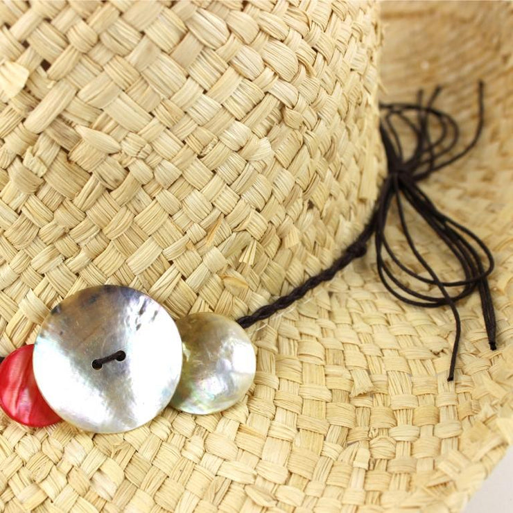 Straw Cowboy Hat with Shell Band