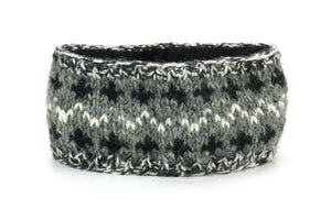 Bandeau en laine tricoté main - 17 gris