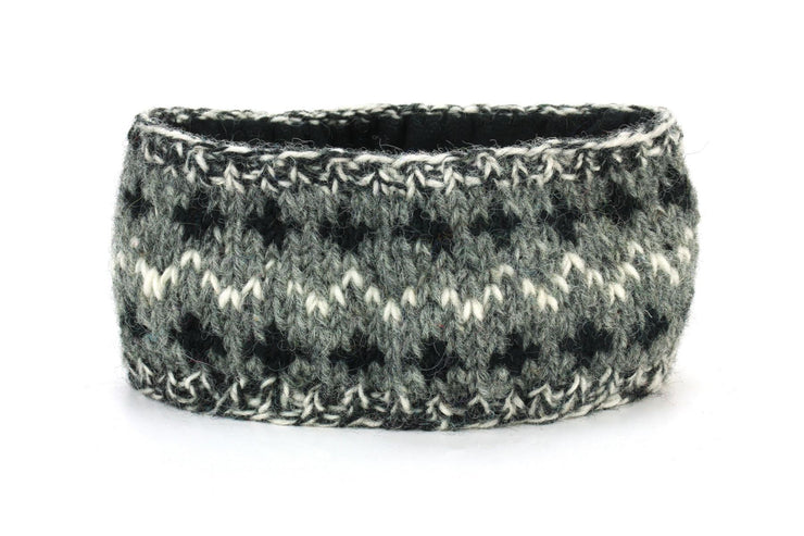 Hand Knitted Wool Headband  - 17 Grey