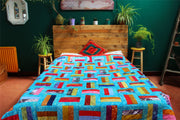 Handmade Quilted Patchwork Batik Printed Bedspread