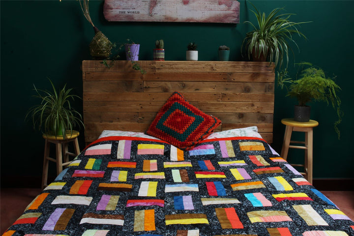 Handmade Quilted Patchwork Batik Printed Bedspread