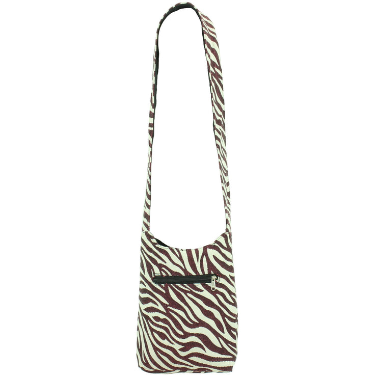 Cotton Canvas Sling Shoulder Bag - Zebra Red