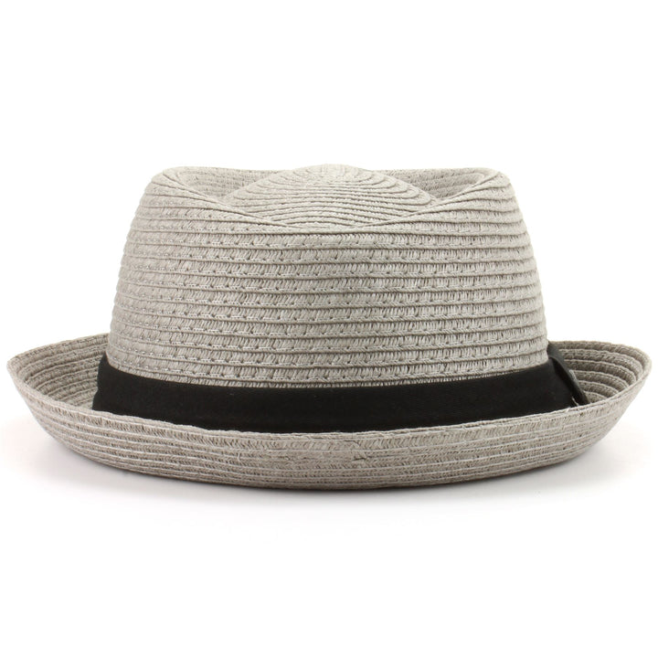 Straw Paper Pork Pie Hat - Dark Grey