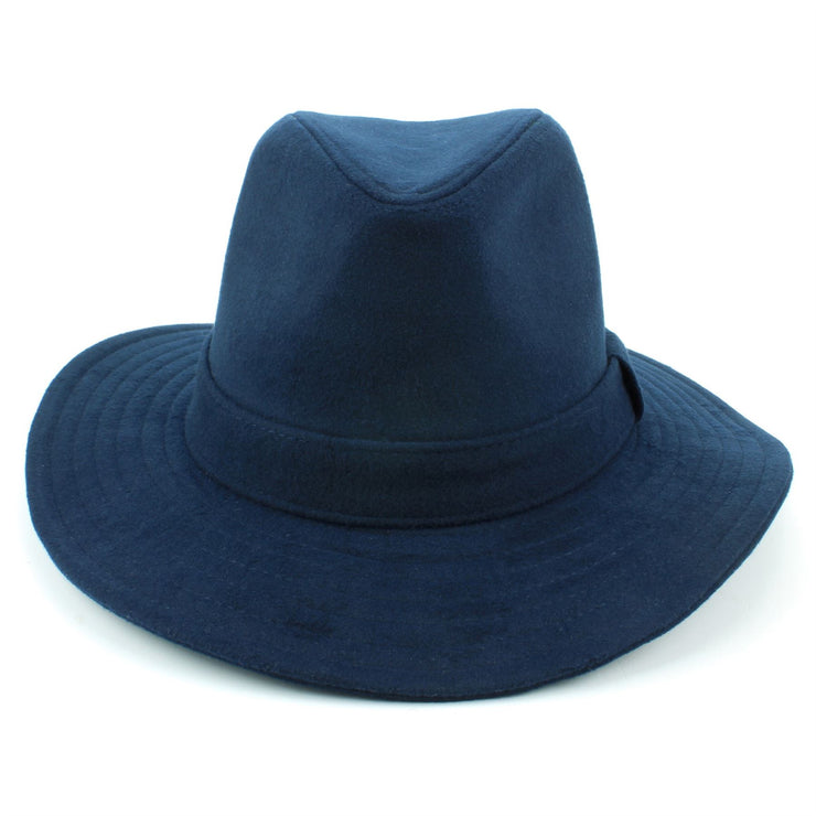 Wool Fedora Trilby Hat with Floppy Brim - Blue