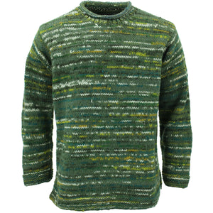 Grober Space-Dye-Strickpullover aus Wolle – Farngrün
