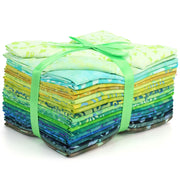 Cotton Batik Pre Cut Fabric Bundles - Fat Quarter - Greens & Blues
