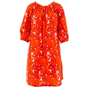 Schulterfreies Kleid – leuchtendes Orange