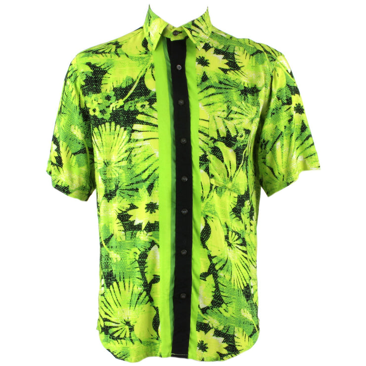 Regular Fit Short Sleeve Shirt - Green & Black Floral