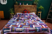 Handmade Quilted Patchwork Batik Printed Bedspread