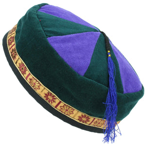 Chapeau de smoking népalais en velours - violet vert