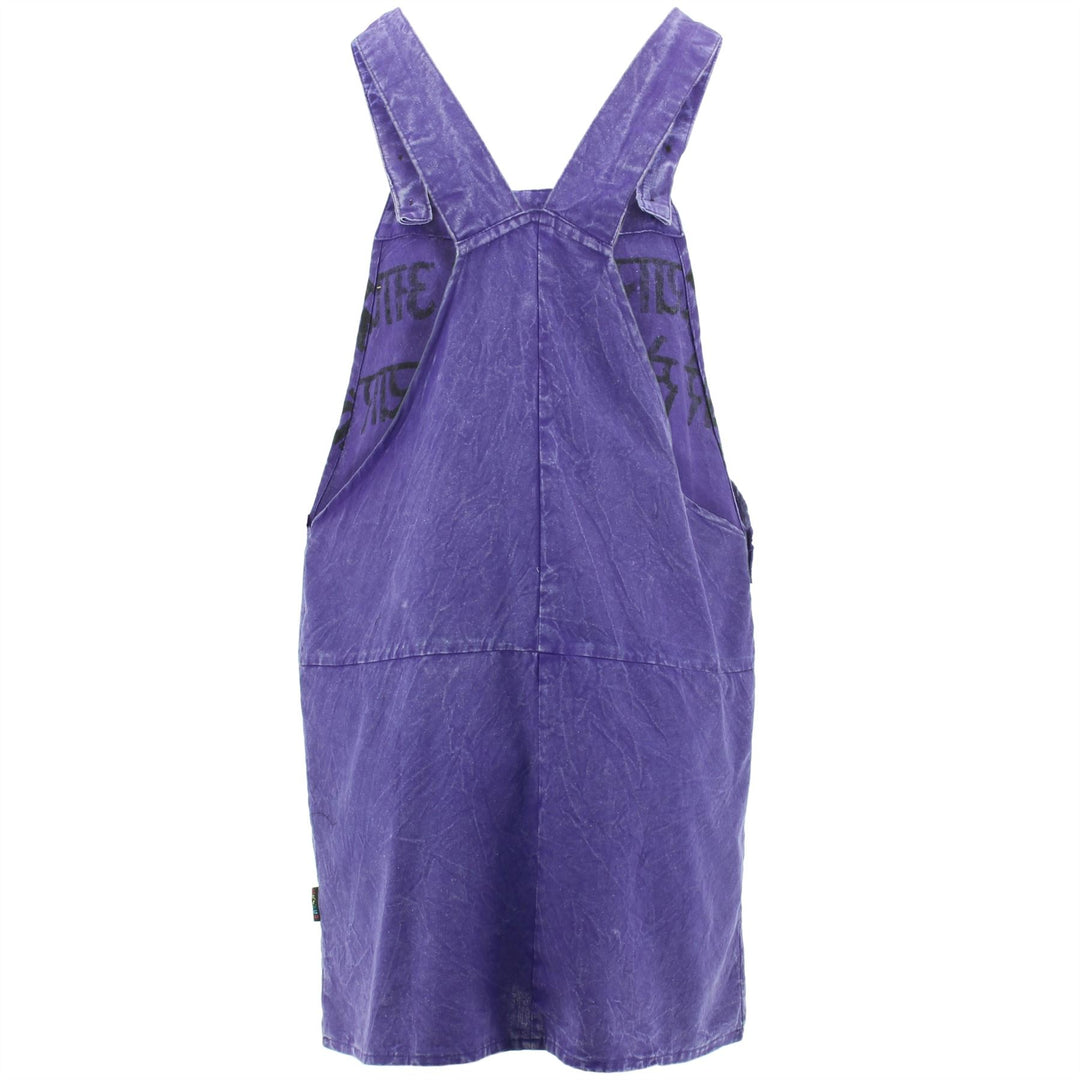 Screen Print Dungaree Dress - Purple