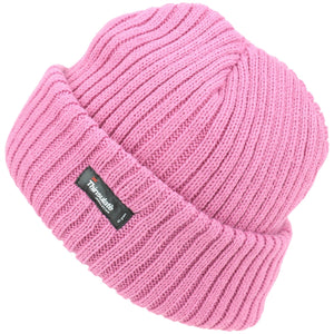 Chunky strik beanie hat - lys pink