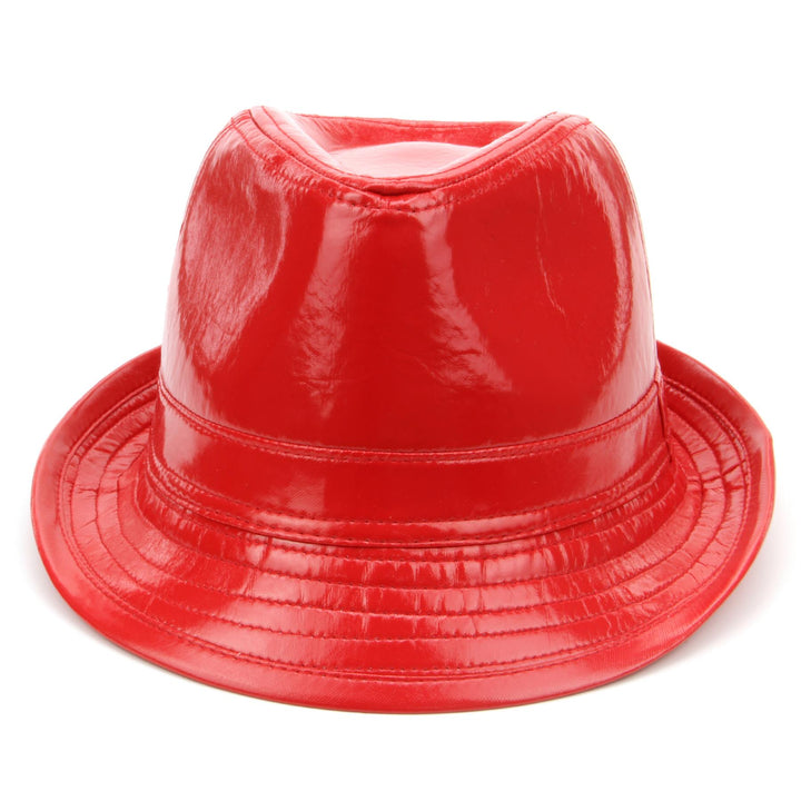 Shiny PU leather trilby hat - Red