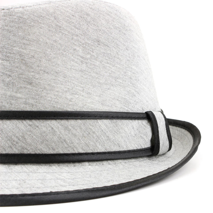 Simple grey cotton trilby hat with band and trim - Black