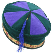 Nepalese Velvet Smoking Hat - Green Purple