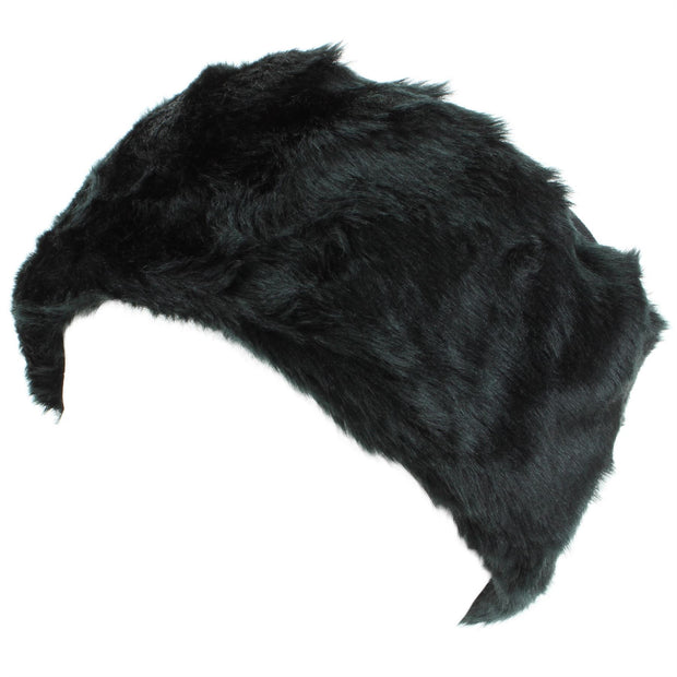 Ladies Faux Fur Hat with Jersey Crown - Black