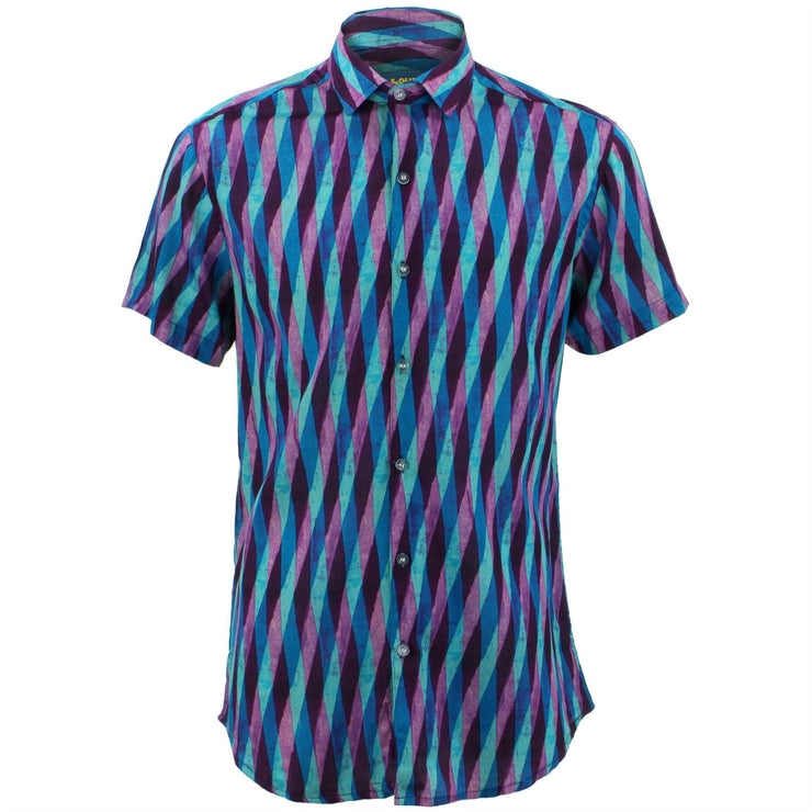 Tailored Fit Short Sleeve Shirt - Overlapping Art Deco