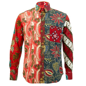 Chemise à manches longues coupe régulière - batik à panneaux mixtes aléatoires