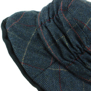 Ladies Wool Tweed Herringbone Cloche Hat - Blue