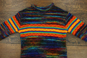 Hand Knitted Wool Jumper - SD Black Rainbow Orange