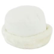 Fleece Hat with a Faux Fur cuff - White