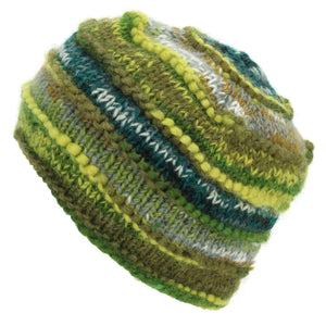 Hand Knitted Wool Beanie Hat - 17 Green