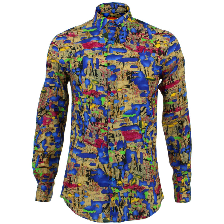 Tailored Fit Long Sleeve Shirt - Colourful Ink Blots