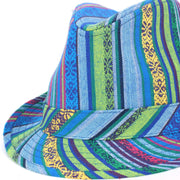 Aztec Print Trilby Hat - Blue