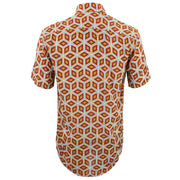 Tailored Fit Short Sleeve Shirt - Orange Abstract Diamonds