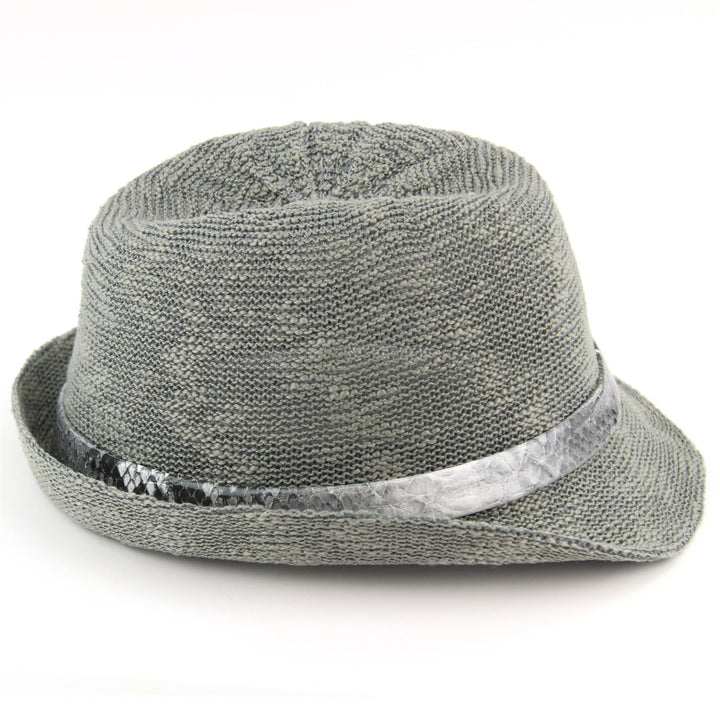 Lightweight trilby hat with faux leather snakeskin band - Dark grey (57cm)