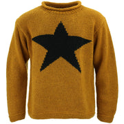 Chunky Wool Knit Star Jumper - Mustard & Black