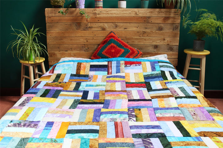 Handmade Quilted Patchwork Batik Printed Bedspread