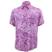 Tailored Fit Short Sleeve Shirt - Abstract Purple Leaves