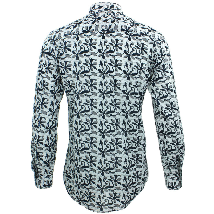 Slim Fit Long Sleeve Shirt - Block Print - Floral Tentacles