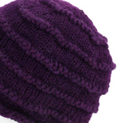 Chunky Ribbed Wool Knit Beanie Hat with Space Dye Design - Purple
