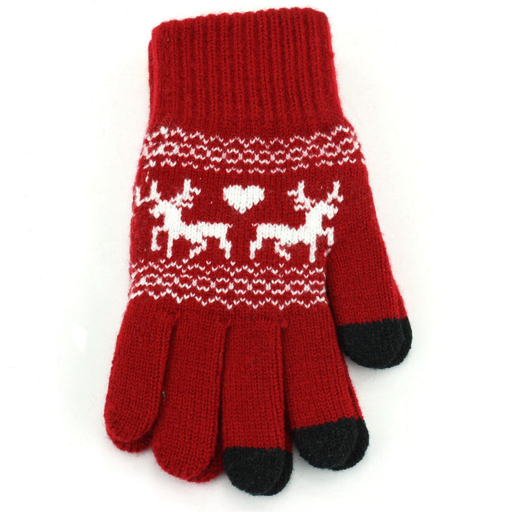 Reindeer Touch Screen Gloves - Red