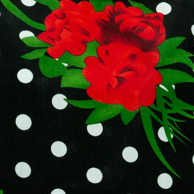 The Shroom Dress - Polka Dot Roses Black
