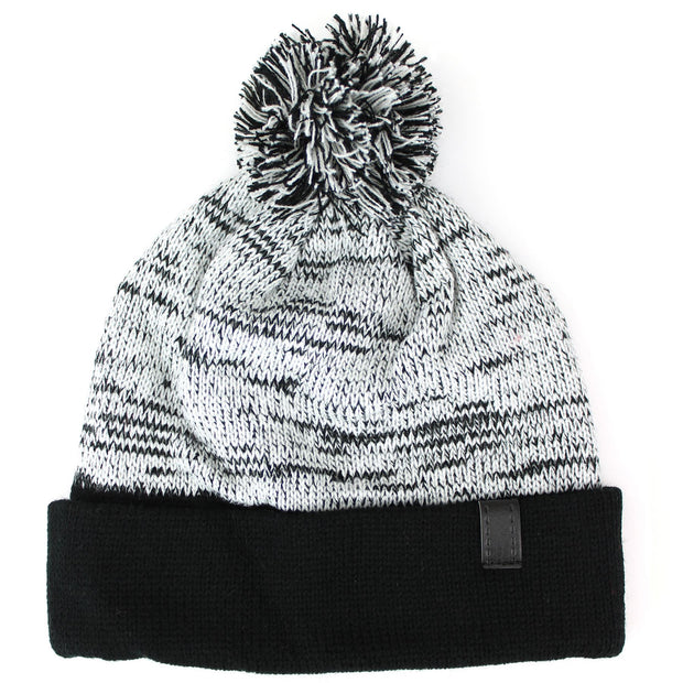 Fine knit mottled beanie hat - Black & white