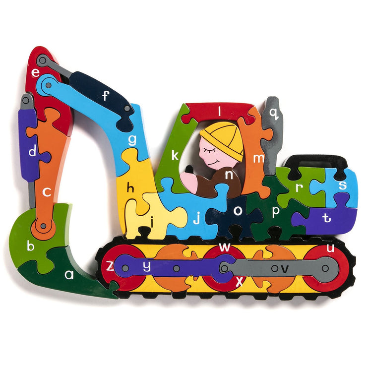 Handmade Wooden Jigsaw Puzzle - Alphabet Digger