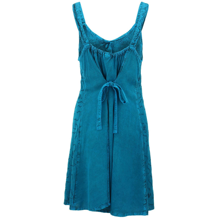 Strappy Mid Button Dress - Turquoise